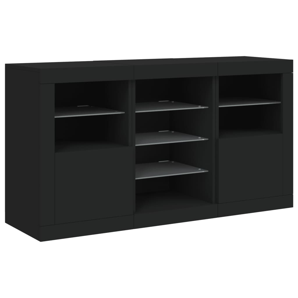 Sideboard with LED Lights Black 123x37x67 cm